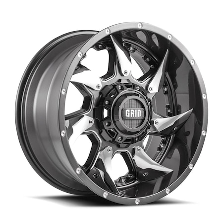 Grid Wheels 18 x 9 in. Gloss Graphite with Silver Inserts Wheels GRW-1189237G18